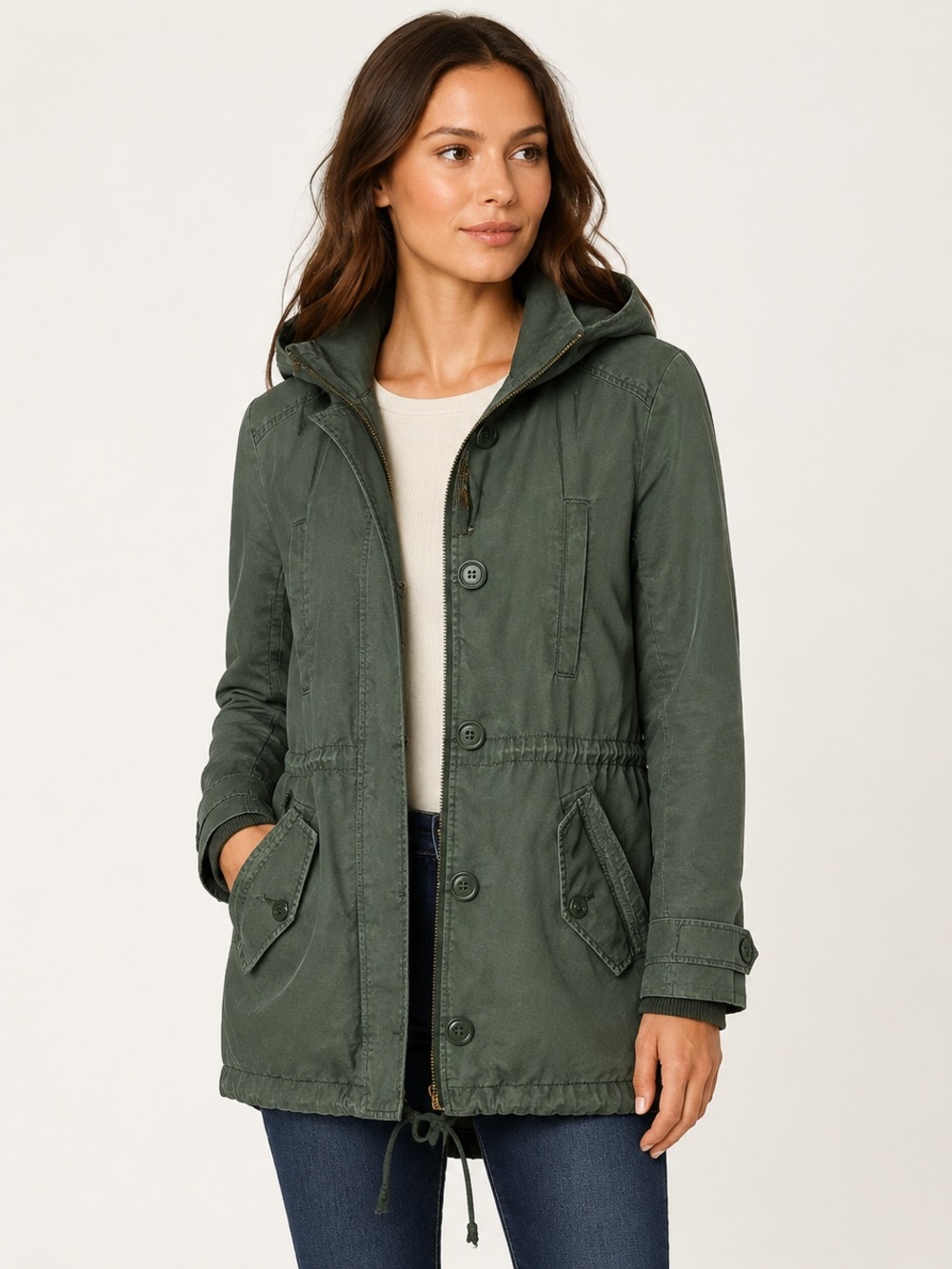 GAP Olive Green Hooded Utility Parka Jacket Size Small